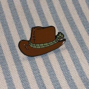 Brown Western Fall Scarecrow Cowboy Hat Enamel and Metal Pin